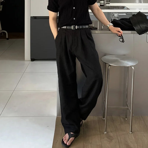 Load image into Gallery viewer, Korean Style Men's Causal Pants Straight Trendy Handsome Loose Trousers Wide Leg Solid Color Male Bottom Fashion 9W1852
