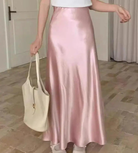 Spring Summer French Solid Elegant Sexy Club A-line Pleated Long Skirt Women High Waist Vacation Slim Wrap Hip Fishtail Skirts