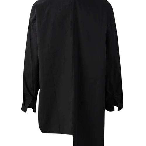 Load image into Gallery viewer, Women Black Topstitched Irregular Big Size Blouse New Lapel Long Sleeve Shirt Fashion Tide Spring Autumn 2025 30A2056
