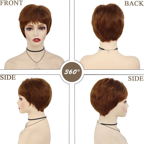 Load image into Gallery viewer, Women Wig Short Brown Synthetic Hair Wig Bob Haircut Natural Wigs for Mother Old Lady Costume Elderly Wigs Straight Cut
