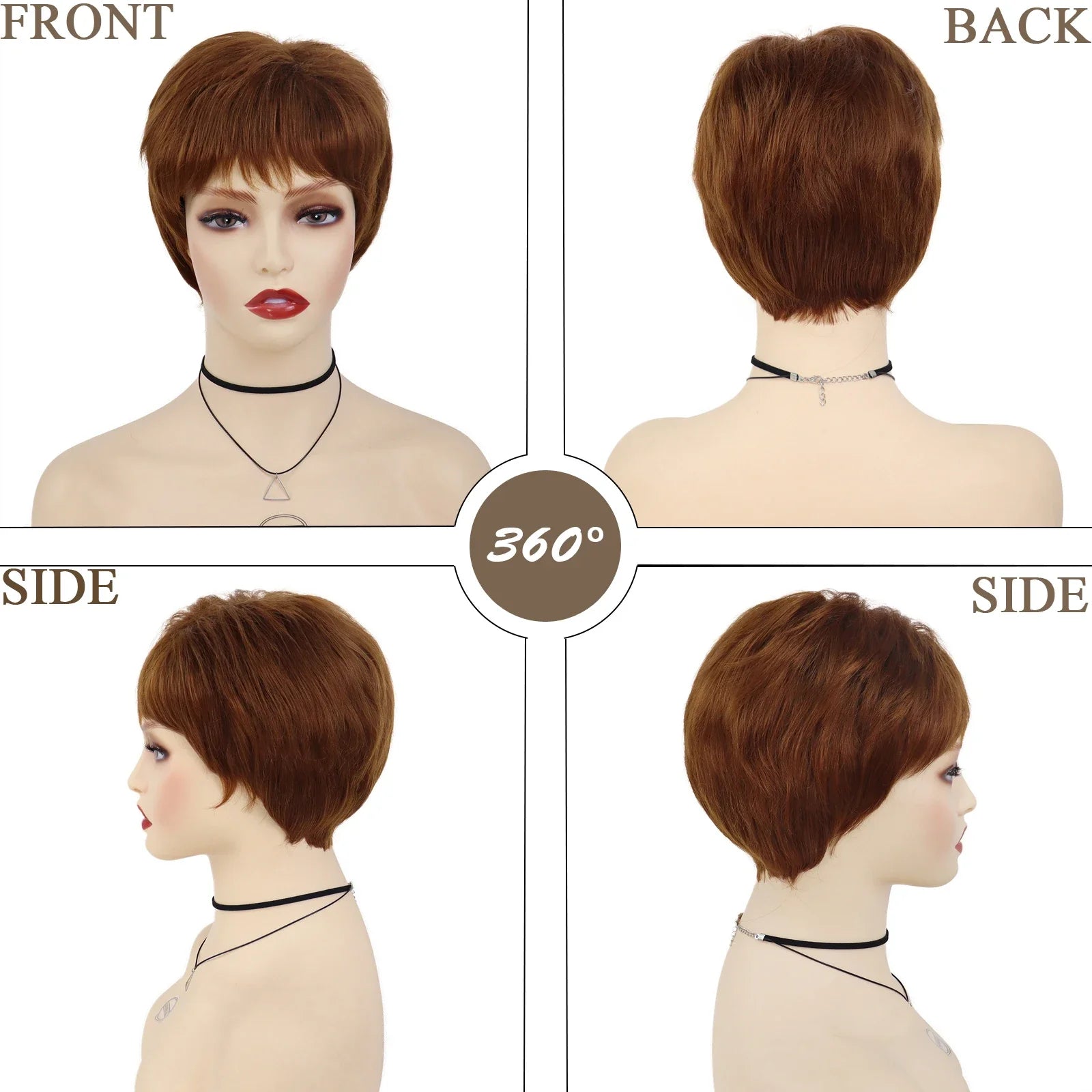 Women Wig Short Brown Synthetic Hair Wig Bob Haircut Natural Wigs for Mother Old Lady Costume Elderly Wigs Straight Cut