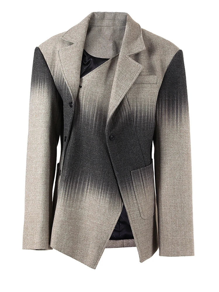 Loose Fit Irregular Button Elegant  Woolen Coat New Lapel Long Sleeve Women Jacket Fashion Tide Autumn Winter 2025 1DH3587