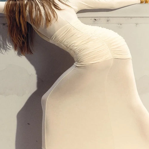 Load image into Gallery viewer, Elegant Mesh Patchwork Long Sleeve Bodycon Party Club Evening Dress Sexy Double Layer Perspective Vestido Autum Clothing
