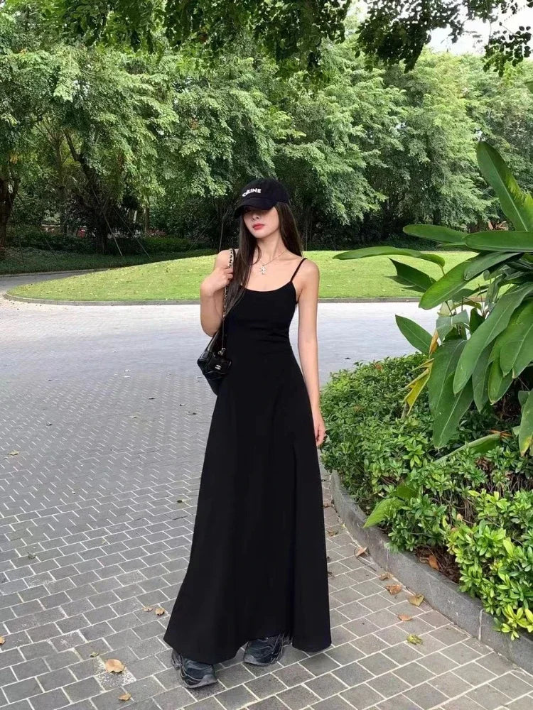 Sexy Wrap Slip Night Party Dresses Women Y2k Korean Wrap Backless Off Shoulder Spaghetti Strap Long Dress Fashion