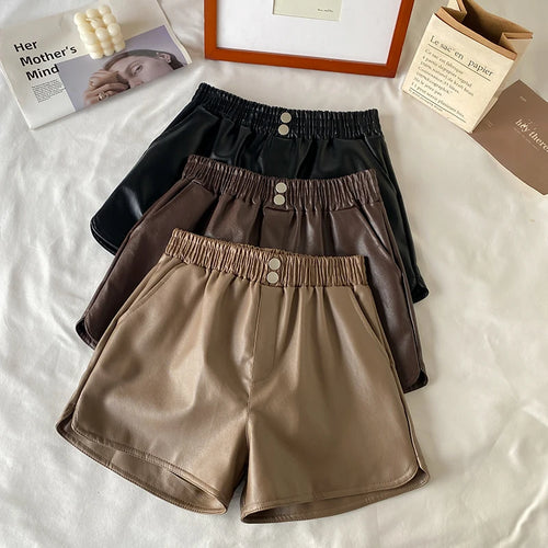 Load image into Gallery viewer, Korean Version New Black Elastic High Waist Short Pant Fashion Brown Khaki Pleated Wide Leg Shorts Autumn Winter Versatile Trend
