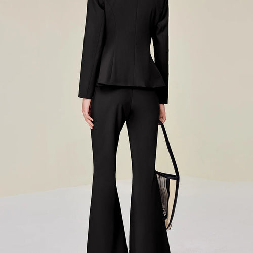 Load image into Gallery viewer, Solid Slimming Two Piece Sets for Women V Neck Long Sleeves Irregular Top High Waist Pant Elegant Set Female New
