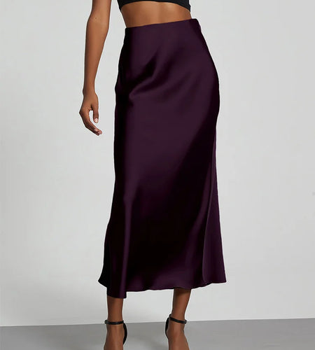 Fashion Satin Party Long Skirt High Waist Solid Color Casual Basic Women Skirts Fishtail Skirt Chic Summer Woman Clothing 2025
