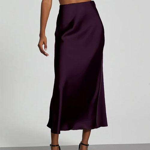 Load image into Gallery viewer, Fashion Satin Party Long Skirt High Waist Solid Color Casual Basic Women Skirts Fishtail Skirt Chic Summer Woman Clothing 2025
