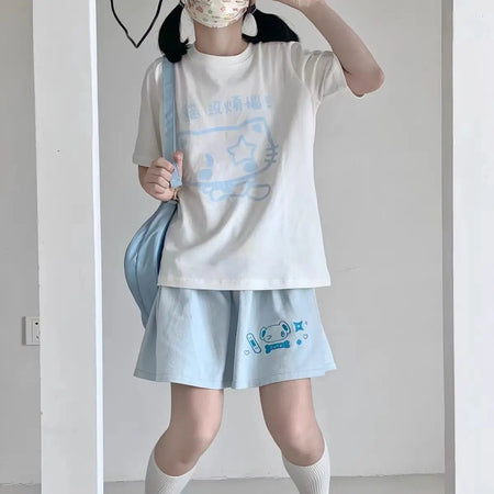 Japanese Oversized T Shirts Women Clothing Preppy Style Short Sleeve O-neck Summer Tees Y2k Tops Casual Fashion Cartoon T-shirt