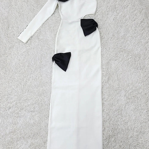 Load image into Gallery viewer, Hit Color Hollow Out Slimming Dresses For Women Diagonal Collar Sleeveless High Waist Temperament Dress Female New
