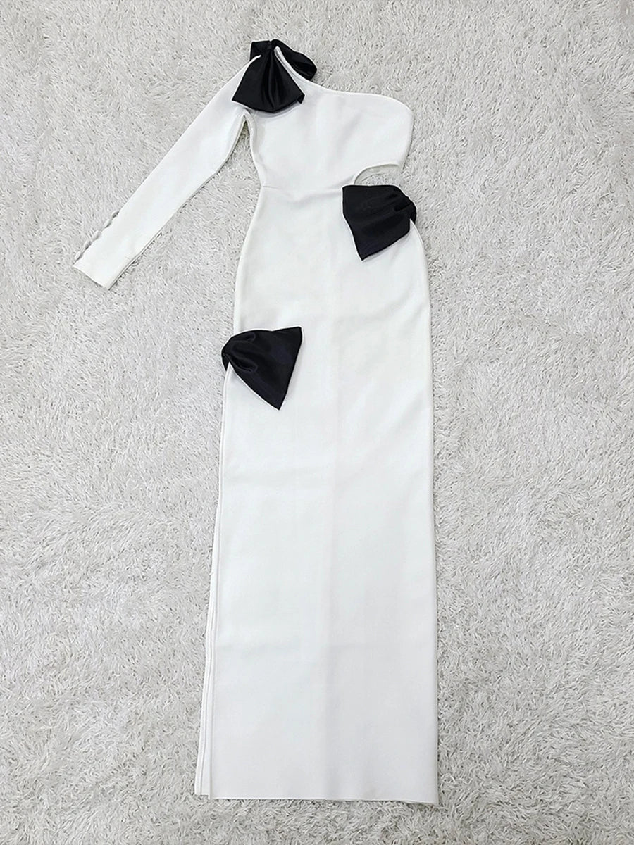 Hit Color Hollow Out Slimming Dresses For Women Diagonal Collar Sleeveless High Waist Temperament Dress Female New