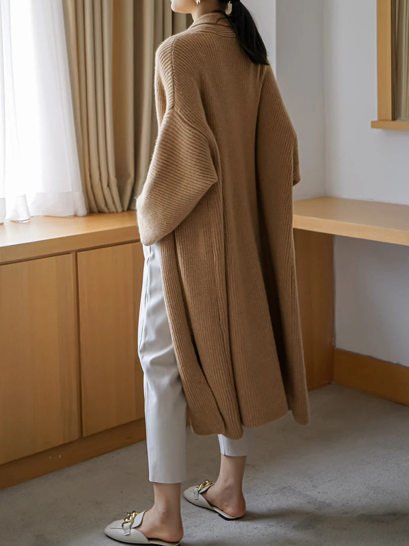 Yellow Big Size Long Knitting Cardigan Sweater V-Neck Long Sleeve Women New Fashion Tide Spring Autumn 2025 1DH6453