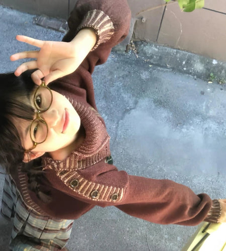 Loose Grunge Cartoon Flower Print Sweaters Y2k Aesthetic Vintage Knitted Pullovers Streetwear Patchwork Harajuku Women's Jumpers