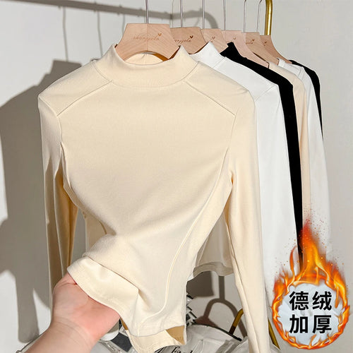 Load image into Gallery viewer, 2024 Women Pullover Half Turtleneck Sweater Autumn Winter Long Sleeve Slim Korean Simple Basic Solid Elegant Tops Vintage Trend
