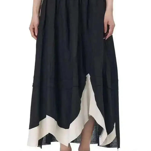 Load image into Gallery viewer, High Elastic Waist Apricot Color-block Irregular Hem A-line Skirt Women Fashion Tide New Spring Autumn 2025 1DH9961
