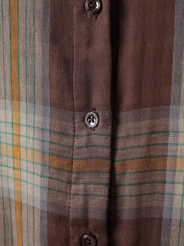 Women Plaid Vintage Back Button Big Size Casual Blouse New Lapel Long Sleeve Shirt Fashion Tide Spring Autumn 2025 26C1723