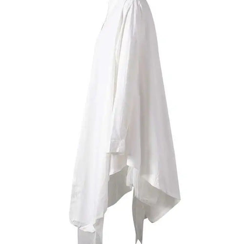 Load image into Gallery viewer, Women Black Irregular Hem Big Size Shirt Dress New Lapel Long Sleeve Loose Fit Fashion Tide Spring Autumn 2025 1DE2485
