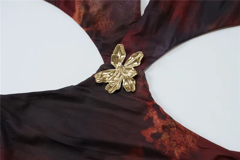 Halter Deep V Neck Print Sexy Maxi Dress For Women Gown Summer New Hollow Out Sleeveless Backless Beach Long Dress