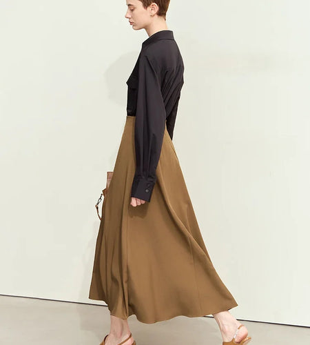 Amii Minimalism Skirts Woman 2024 Trend Autumn New Elegant Geometry Split Loose A-line Office Lady Midi Retro Skirt 12443032