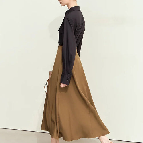 Load image into Gallery viewer, Amii Minimalism Skirts Woman 2024 Trend Autumn New Elegant Geometry Split Loose A-line Office Lady Midi Retro Skirt 12443032
