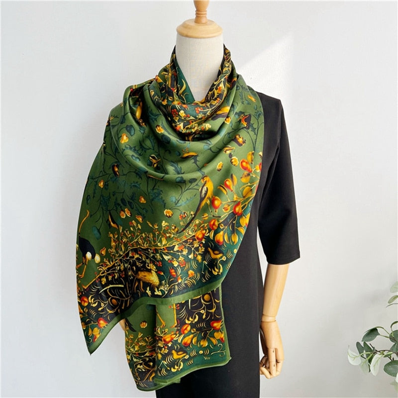 Luxury 100 % natural silk scarf Women Neck Scarfs Office Foulard