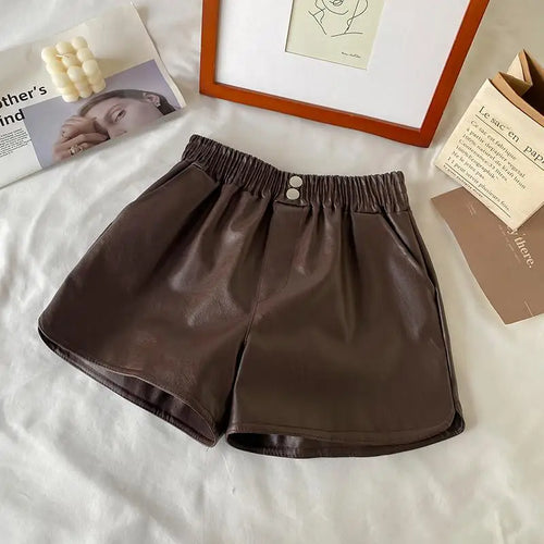 Load image into Gallery viewer, Korean Version New Black Elastic High Waist Short Pant Fashion Brown Khaki Pleated Wide Leg Shorts Autumn Winter Versatile Trend
