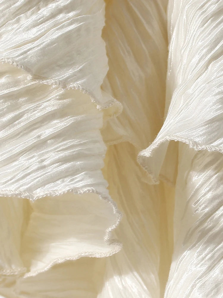 Women Silver Gray Textured Pleated Ruffles Vest Dress New Round Neck Sleeveless Fashion Tide Spring Summer 2025 7AB9278