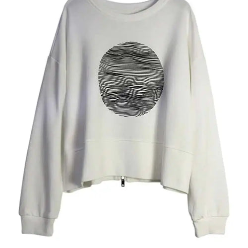 Load image into Gallery viewer, Black Printed Back Zipper Sweatshirt New Round Neck Long Sleeve Women Big Size Fashion Tide Spring Autumn 2025 1DJ0624
