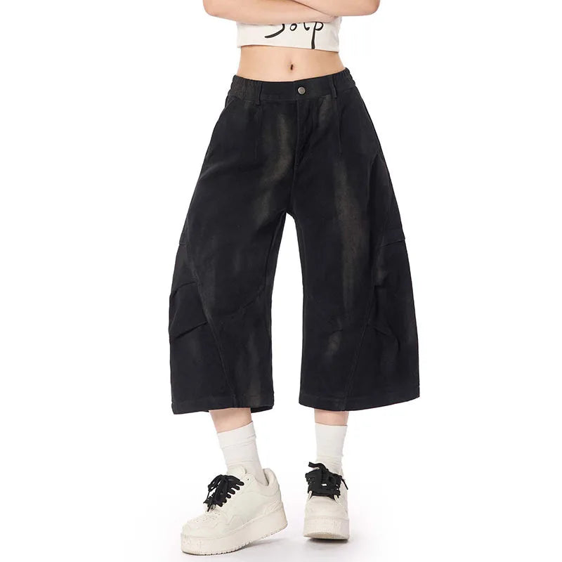 Men's Cargo Shorts American Handsome Style Pleated Design Solid Color Straight Leg Male Casual Clothing Summer 9W1727