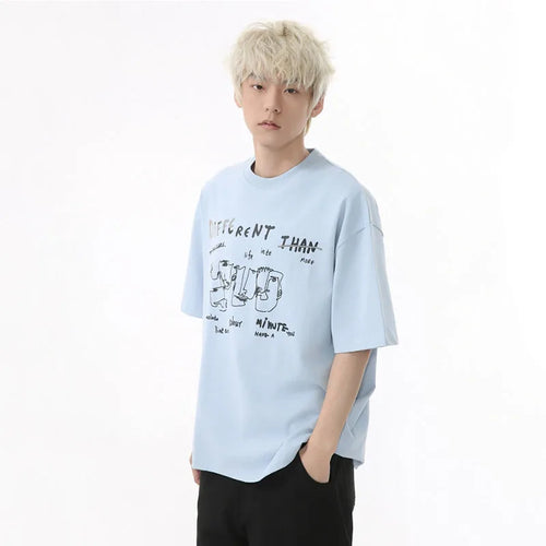 Load image into Gallery viewer, Men's T-shirts New Korean Letter Printed Design Solid Color Loose Trendy Short Sleeve Fashion Male Casual Top 9W1597
