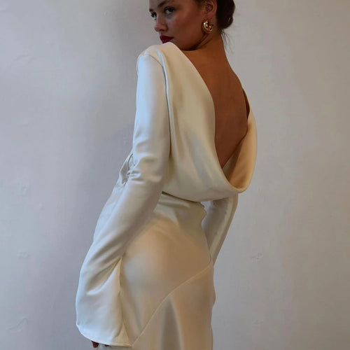 Load image into Gallery viewer, Elegant Christmas Evening Dress Women Long Sleeve Dress Bodycon Max Female Vestidos High Grade Satin Party Club Clothing
