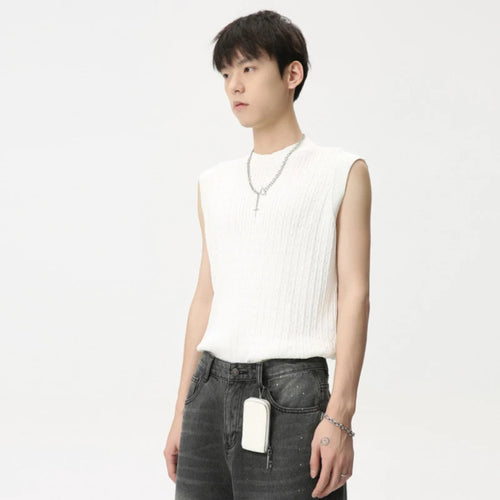 Load image into Gallery viewer, Summer Casual Men&#39;s Tank Tops Knitting O-neck Sleeveless Solid Color Tops Pullover Slim Male Vest Stylish 6166
