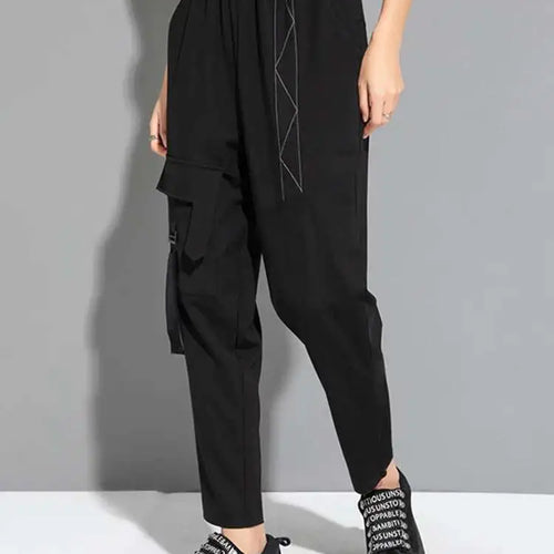 Load image into Gallery viewer, High Elastic Waist Black Topstitched Harem Pants New Loose Fit Trousers Women Fashion Tide Spring Autumn 2025 1DF6500
