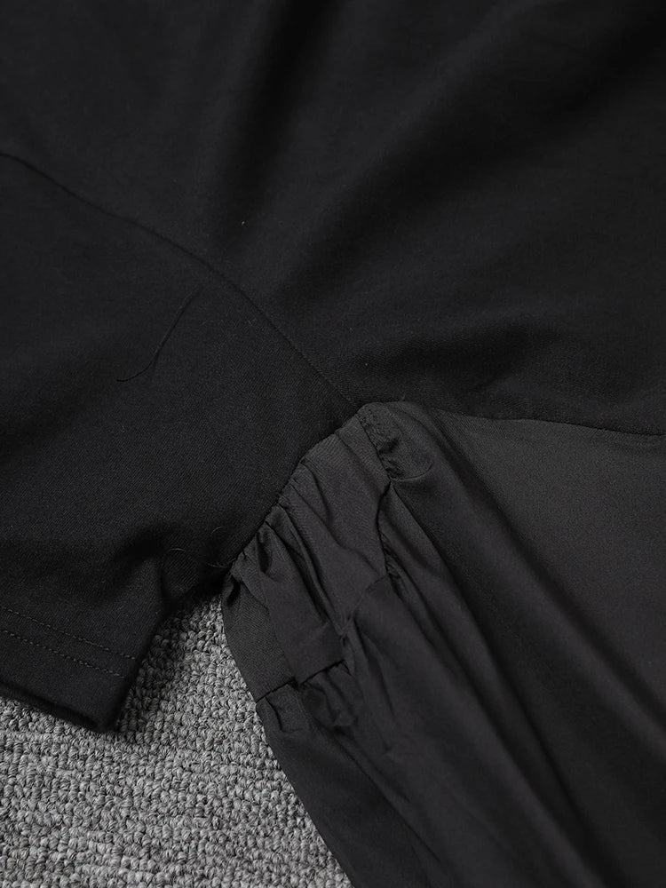 Women Black Ruffles Irregular Big Size Mini Dress New Round Neck Short Sleeve Fashion Tide Spring Summer 2025 1DH9574