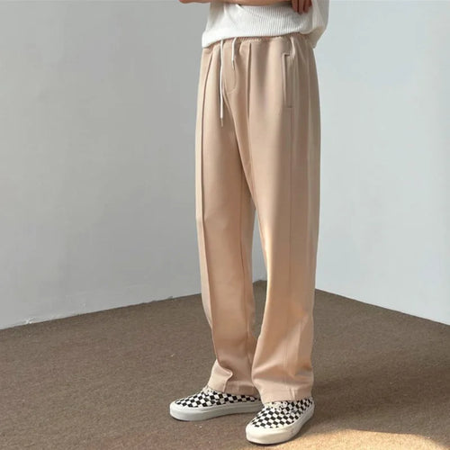 Load image into Gallery viewer, Men Straight Pants Center Line Design Solid Color Loose Elastic Waist Casual Trousers Summer Trendy Male 28W3840
