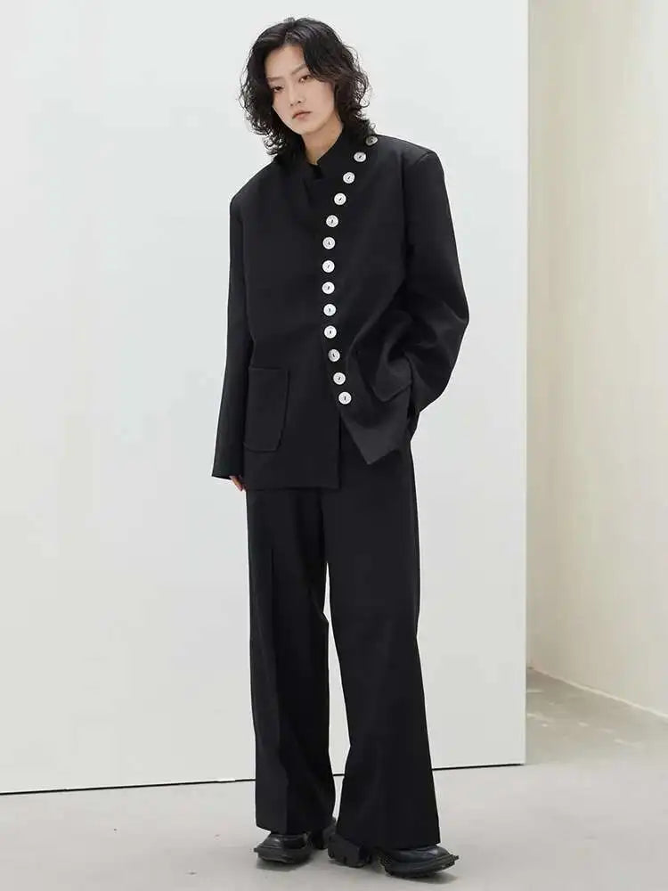 Women Asymmetry Shell Button Big Size Blazer New Stand Collar Long Sleeve Jacket Fashion Tide Autumn Winter 2025 1DF3654