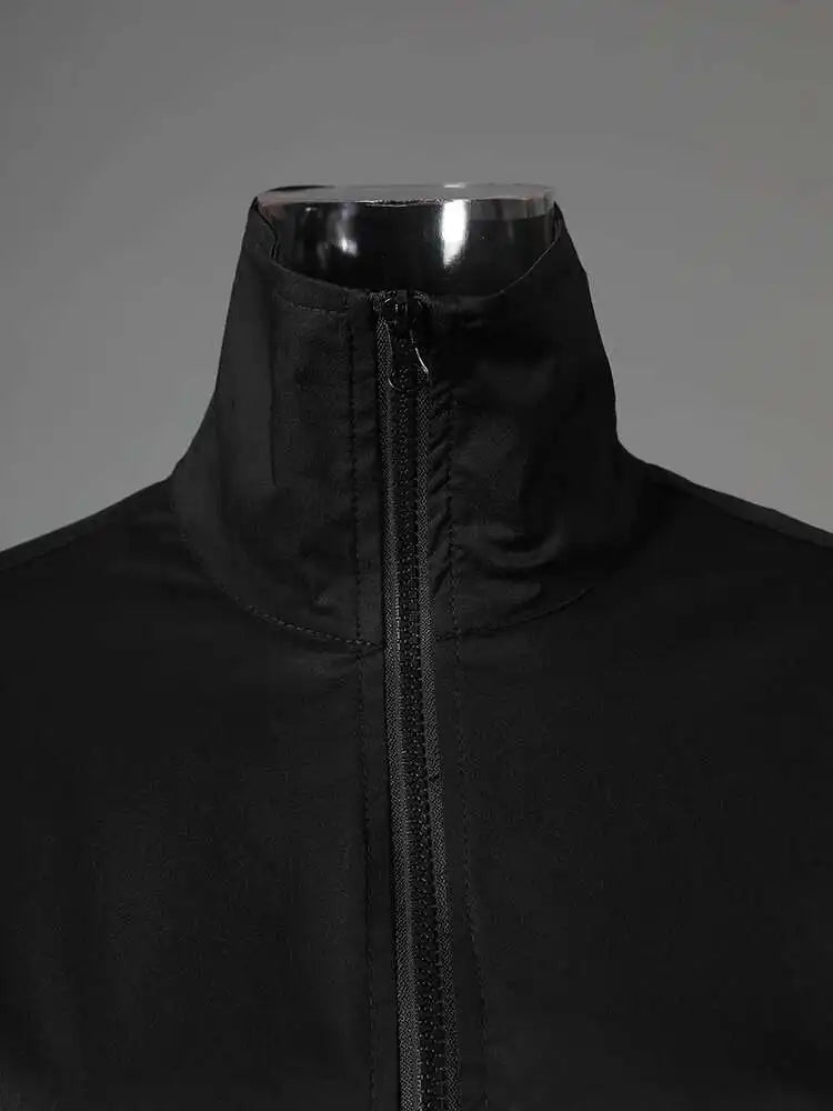 Black Brief Big Size Casual Jacket New Stand Collar Long Sleeve Women Coat Fashion Tide Spring Autumn 2025 CPG2819