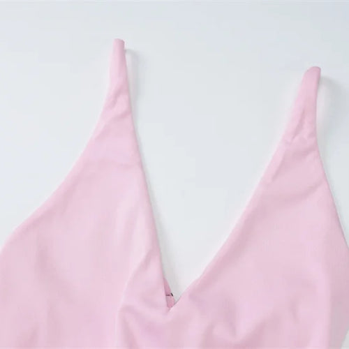 Load image into Gallery viewer, Halter V Neck Ruffle Mini Dress Women Robe Summer New Patchwork Spaghetti Strap Sleeveless High Waist A-line Dress
