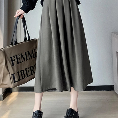 Load image into Gallery viewer, Classic Black High Waist Slim Women Midi Skirts Autumn Pure Color Basic Simple Casual Fashion 3-colors Female Suit Skirts
