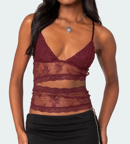 Coquette Camisole y2k Clothes Women Sheer See Through Spaghetti Strap Sleeveless Tanks 2000s Aesthetic Clothes Clubwear