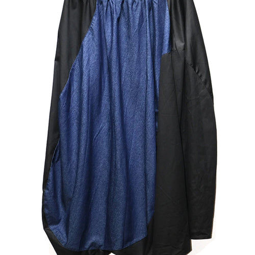 Load image into Gallery viewer, High Elastic Waist Black Blue Color-block Irregular A-line Half-body Skirt Women Fashion New Spring Autumn 2025 1DJ0209
