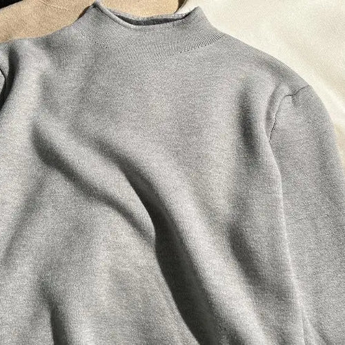 Load image into Gallery viewer, Solid Elegant Basic Knit Pullover Tops Women Half Turtlneck Velvet Sweater Long Sleeve Casual Slim Korean Fashion Autumn Winter
