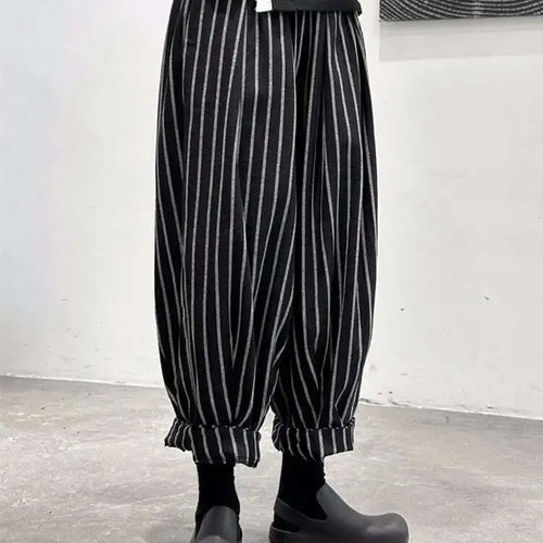 Load image into Gallery viewer, High Waist Casual Black Striped Casual Wide Leg Pants New Loose Fit Trousers Women Fashion Spring Summer 2025 1DF3686

