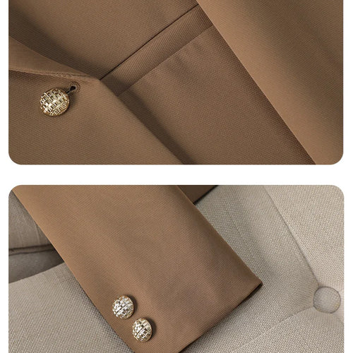 Load image into Gallery viewer, Spring Autumn Fashion New Black Beige Irregular Blazers Jacket Women Korean Brown Long Sleeve Office Ladies Double-breasted Coat
