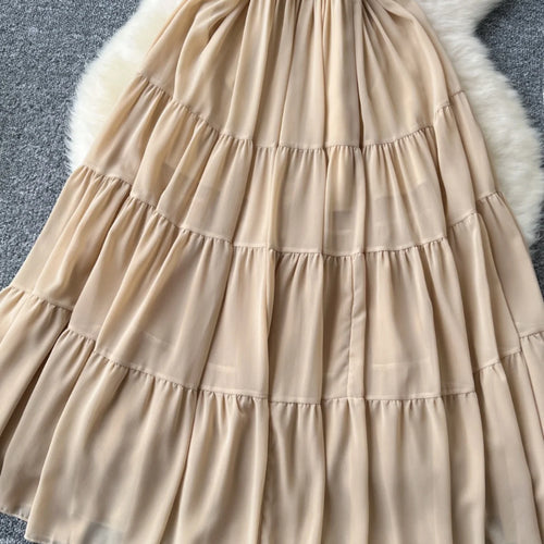 Load image into Gallery viewer, Summer New Women's Fashion Khaki Sequin Sleeveless Ruffles Prom Slip Dress Sexy Elegant Backless Pleated Party Evening Dresses
