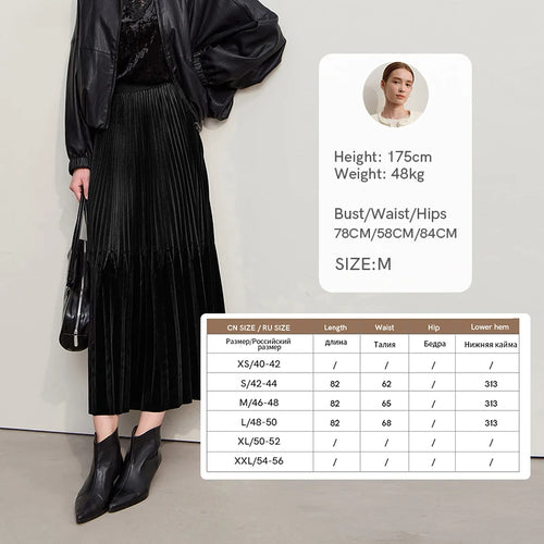 Load image into Gallery viewer, Women's Skirt 2025 Winter New Elegant A-Line Elastic Versatile Midi Skirts for Women Solid Color Loose Clothing 12544072
