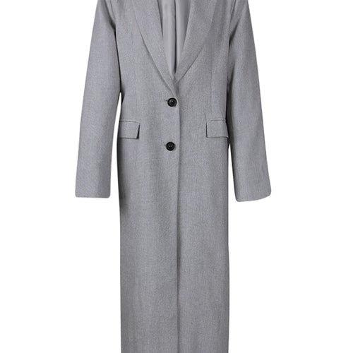 Load image into Gallery viewer, Women Gray Single Breasted Big Size Long Blazer New Lapel Long Sleeve Jacket Fashion Tide Spring Autumn 2025 1LD2132
