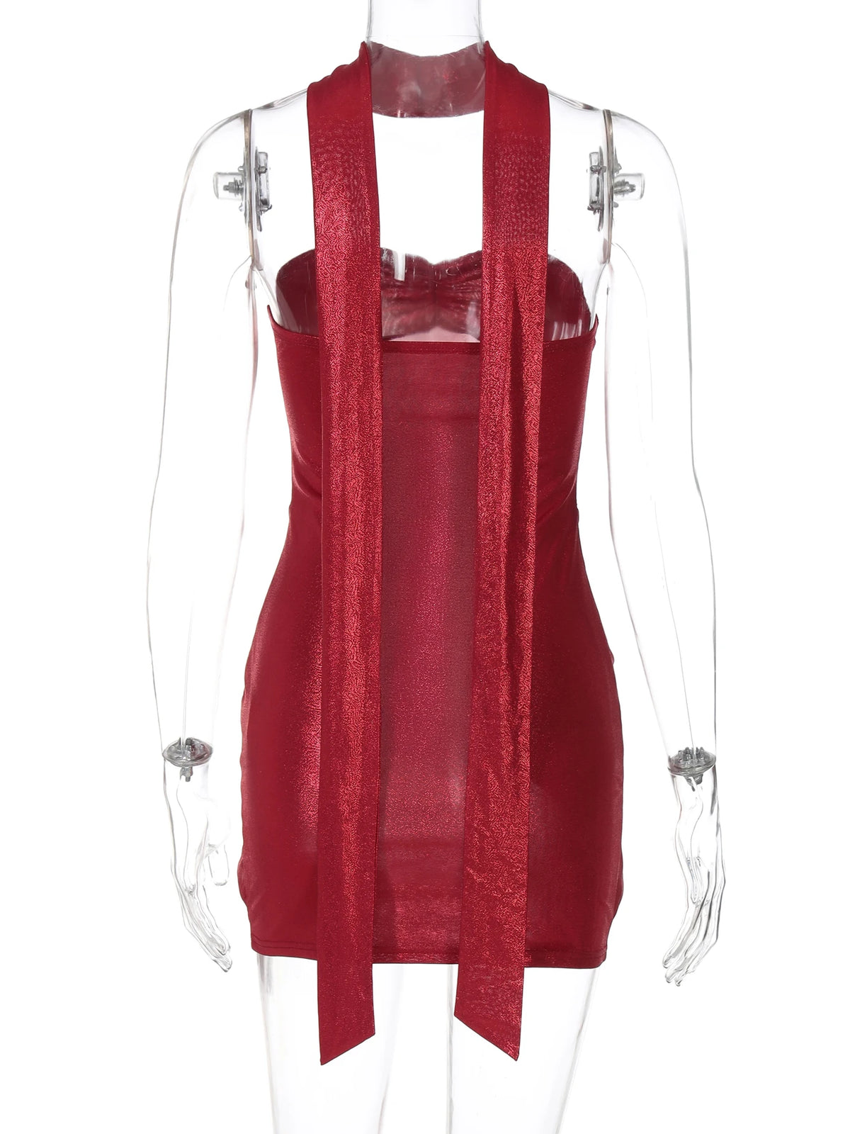 Solid Strapless With Scarf Ruched Draped Sexy Elegant Slim Mini Prom Dress Spring Women Clothes Evening Party Festival