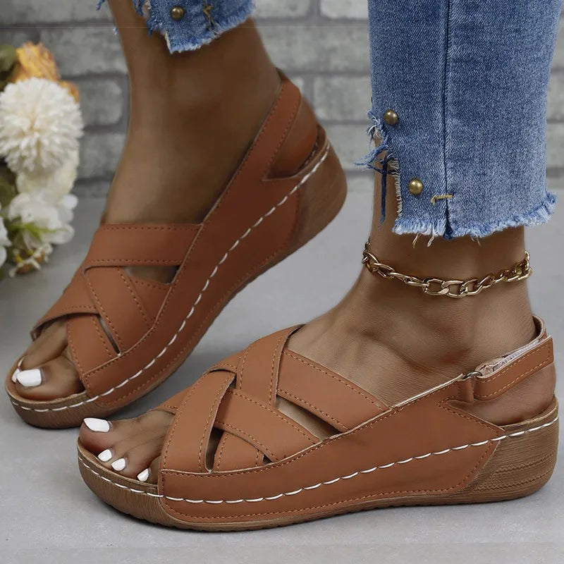 Women's Sandals Casual Heels Sandals For Summer Shoes Woman Wedges Heeled Sandalias De Mujer Lightweight Summer Footwear Women