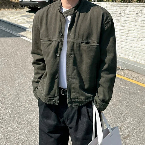 Load image into Gallery viewer, Men&#39;s Jacket New Spring Stand Collar Design Male Loose Casual Solid Color Clothing Korean Multi Pockets Trendy 9W1441
